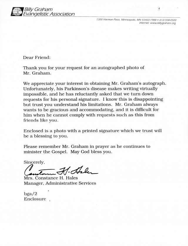 Autographed Photo of Mr. Graham